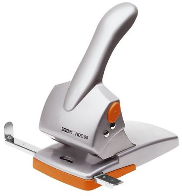 Rapid® 20922603 Registraturlocher HDC65, Gussmetall, 65 Blatt, silber/orange