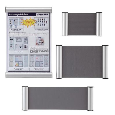 Franken T?rschild Clip, 180 x 60 mm - 1/2 A6, silber