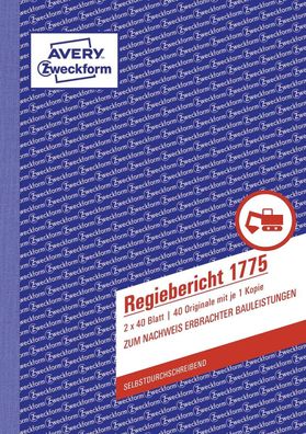 Avery Zweckform® 1775 1775 Regiebericht, DIN A5, selbstdurchschreibend, 2 x 40 Blatt,