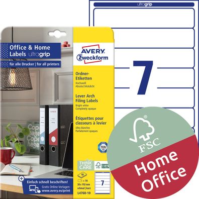 AVERY Zweckform Ordnerr?cken-Etiketten, 38 x 192 mm, 10 Bl