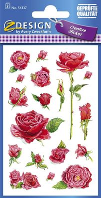 Avery Zweckform® 54337 Z-Design Deko Sticker, Rosen, 3 Bogen/54 Sticker