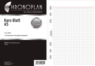 Chronoplan 50304 Ersatzeinlage "kariert" - A5, 50 Blatt