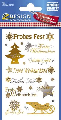 AVERY Zweckform 52720 Z-Design Weihnachtssticker Schriftzug: "Frohe Weihnacht(P)