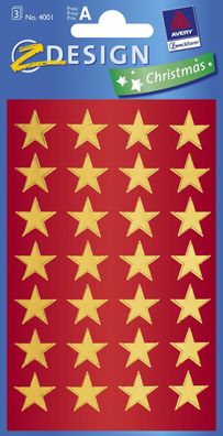 AVERY Zweckform 52800 Avery Zweckform® Z-Design 52800, Weihnachtssticker, Sterne, 2 B