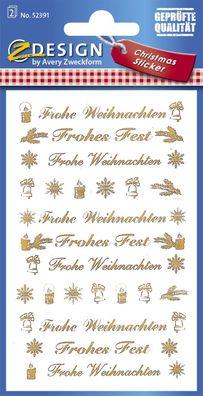 AVERY Zweckform 52391 Avery Zweckform® Z-Design 52391, Weihnachtssticker, Schriftzug:
