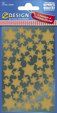 AVERY Zweckform 52806 Z-Design Weihnachtssticker, Sterne, 2 Bogen/96 Sticker(S)