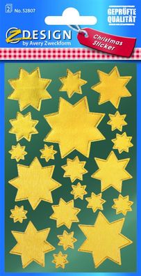 AVERY Zweckform ZDesign Weihnachts-Sticker "Sterne", gold