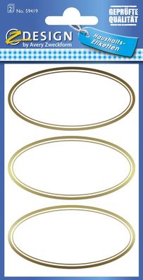 Avery Zweckform® 59419 Z-Design 59419, Marmeladen Etiketten, goldener Rahmen, 2 Bogen