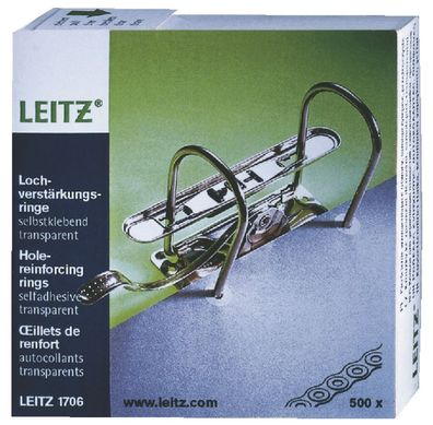 Leitz 17060000 1706 Lochverstärkungsringe, Polypropylen, 500 Stück, weiß-transparent