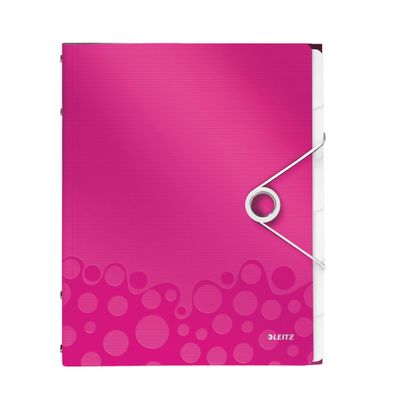 LEITZ Ordnungsmappe WOW, DIN A4, PP, 6 F„cher, pink-metallic