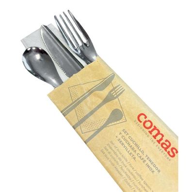 Comas Set Chuchillo Tenedor Einwegbesteck aus Edelstahl (50 Stück)