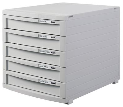 HAN 1505-11 Schubladenbox CONTUR - A4/B4/C4, 5 geschlossene Schubladen, lichtgrau