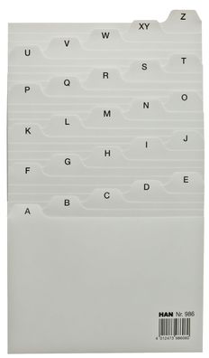 HAN 986 Register A - Z, DIN A6 quer, 25-teilig, für Karteibox, Karteikästen/Tröge, gr