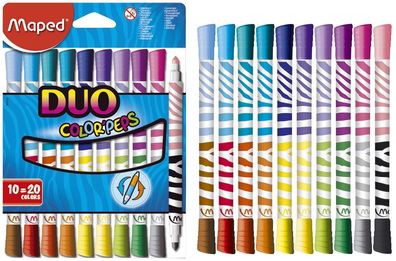 MAPED M847010 Filzstift Color'Peps Long Life Duo, 4,75 mm, farbig sortiert, 10 Stück