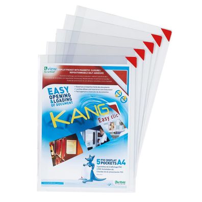 tarifold 194770 5er tview Magnet-Tasche KANG Easy clic, DIN A4, rot