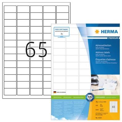 HERMA Adress-Etiketten, 38,1 x 21,2 mm, weiá