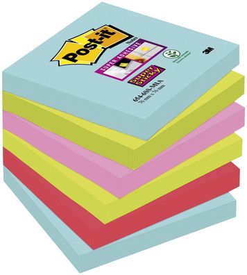 Post-it® SuperSticky 6546SMI Haftnotiz Z-Notes Miami Collection - 76 x 76 mm, 6 x 90