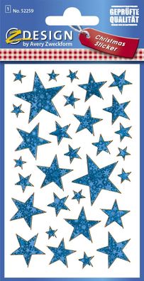 AVERY Zweckform 52259 Z-Design 52259, Weihnachtssticker, Sterne, 1 Bogen/38 Sticker