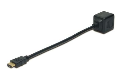 AK-330400-002-S HDMI Y-Verteilerkabel, Typ A -2xTyp A St/Bu, 0.2m, passiv, Full HD, U