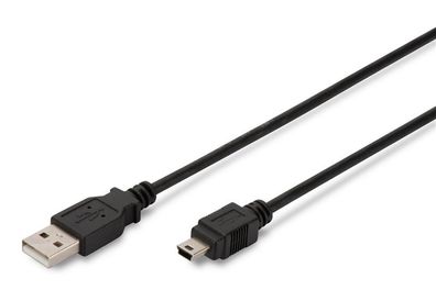 Digitus AK-300108-030-S USB 2.0 Anschlusskabel, Typ A - mini B (5pin) St/St 3.0m, USB
