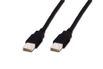 AK-300100-018-S USB Anschlusskabel, Typ A St/St, 1.8m, USB 2.0 kompatibel UL, sw