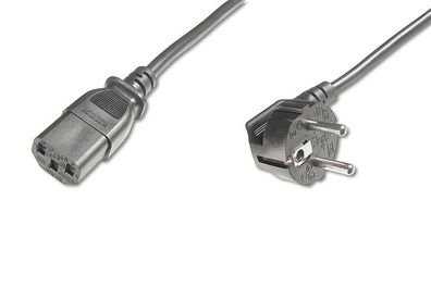 AK-440109-008-S Netzanschlusskabel, Schuko 90ø angewinkelt - C13 St/Bu, 0,75m, H05VV
