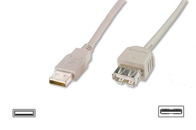 Assmann AK-300202-018-E USB 2.0 Verlängerungskabel, Typ A St/Bu, 1.8m, USB 2.0 konfor