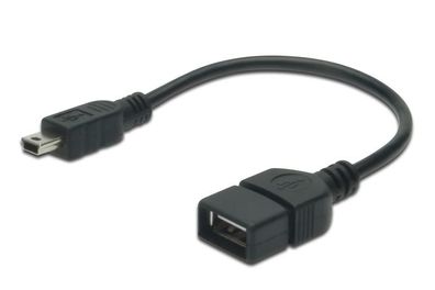 AK-300310-002-S USB 2.0 Adapterkabel, OTG, Typ mini B - A St/Bu, 0.2m, USB 2.0 konfor