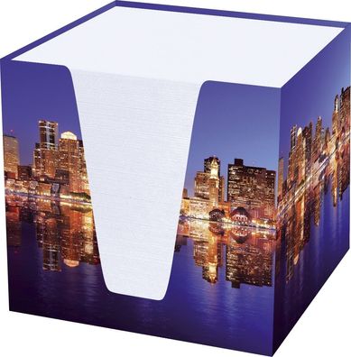 RNK Verlag 46546 Notizklotz "Skyline" - 900 Blatt, 70 g/qm, weiß, 95 x 95 x 95 mm