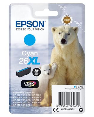 Epson C13T26324012 Epson Tintenpatrone XL cyan Claria Premium T 263 T 2632