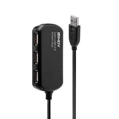 Lindy 42783 USB-HUB 2.0 Active Extens. Hub Pro 12m, 4 Port USB 2 mit Net