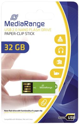 MEDIA RANGE MR977 MediaRange USB Nano-Speicherstick CLIP-ON - grün, 32GB