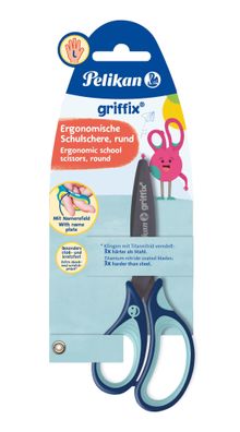 Pelikan 803519 griffix® Schulschere - blau, 14 cm, links, Blisterkarte