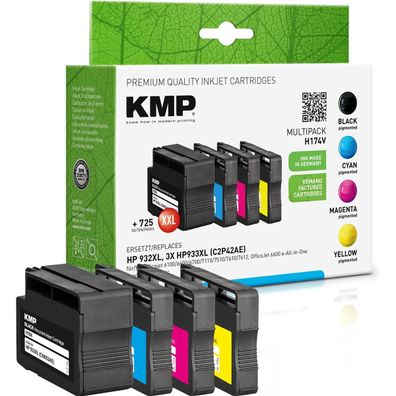 KMP 1725,4005 H174V Multipack BK/C/M/Y komp. mit HP C2P42AE 932/933 XL
