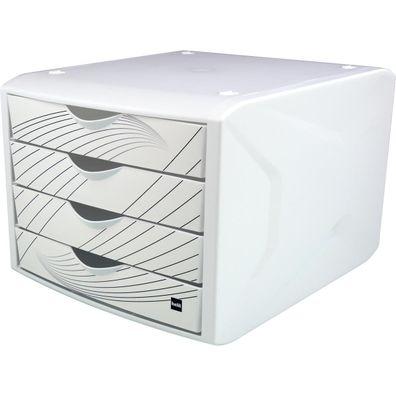 helit H6129505 Schubladenbox Chameleon 4 Schü?be Dekor white queen