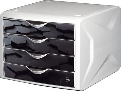 helit H6129695 Schubladenbox Chameleon 4 Schü?be Dekor dark hexagon