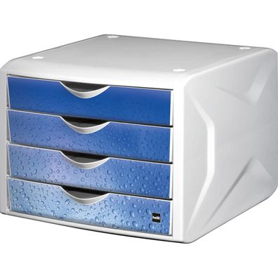 helit H6129634 Schubladenbox Chameleon 4 Sch?übe Dekor cool water