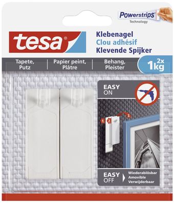 tesa® 77773-00000-00 Powerstrips® Klebenagel - ablösbar, Tragfähigkeit 1kg, weiß, 2 S