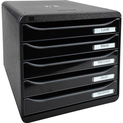 Exacompta Schubladenbox BIG-BOX PLUS, 5 Sch?be, schwarz