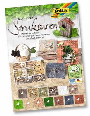 Folia 48149 Bastelblock "Strukturen" - 24 x 34cm, 26 Blatt