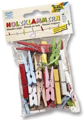 2295 Wäscheklammer - Holz, farbgig sortiert, 48 Stück