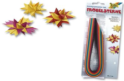 Folia 1295 Papierstreifen für Fröbelsterne – 130 g/qm, 100 Stück, Ganzjahresfarben so
