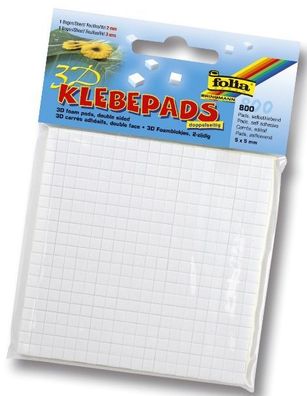 Folia 23055 Klebepads für 3D-Effekte Sticker doppelseitig & selbstklebend weiß 5x5mm
