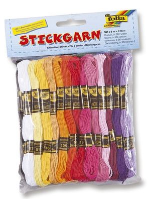 Folia 23991 Bastelset Stickgarn 52 Docken à 8 m 26 Farben sortiert(T)