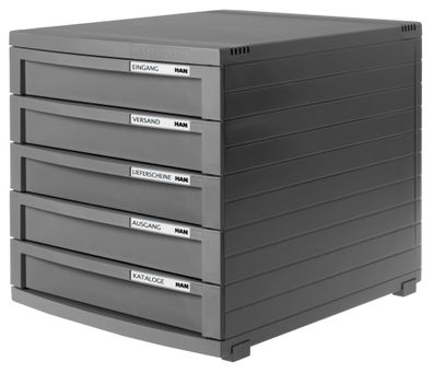 HAN 1505-191 Schubladenbox CONTUR - A4/B4/C4, 5 geschlossene Schubladen, dunkelgrau
