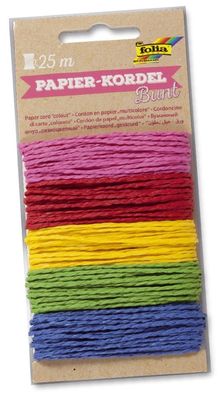Folia 12221 Papier-Kordel "Bunt" 5x 5m sortiert(T)