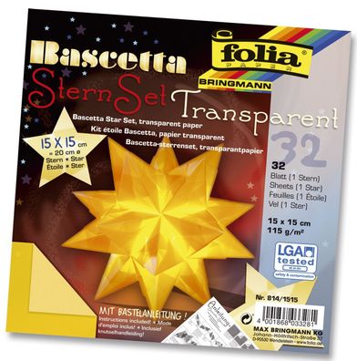 Folia 814/1515 Bascetta Stern - gelb, transparent, Ø 20 cm(P)