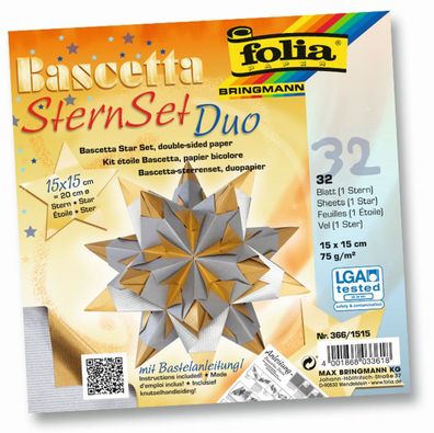 folia 366/1515 Faltblätter Bascetta-Stern, 150 x 150 mm, silber/gold(S)