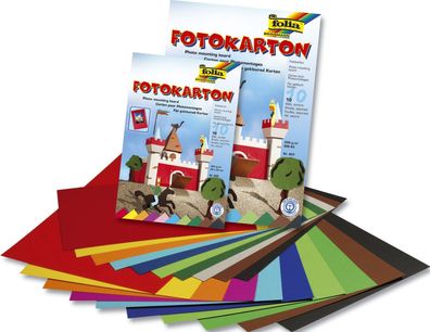 Folia 607 Fotokartonblock - A3, 300 g/qm, farbig sortiert, Block mit 10 Blatt