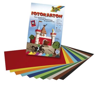 Folia 606 Fotokartonblock 22 x 33 cm 300 g/qm farbig sortiert Block mit 10 Blatt(S)